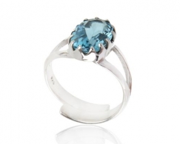 Srebrn prstan Mistique Blue topaz 9 x 11 mm
