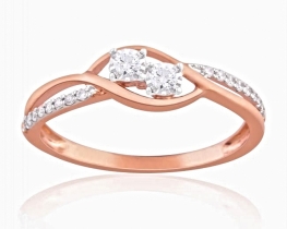  Rose Gold Ring TWIN STAR with Diamonds