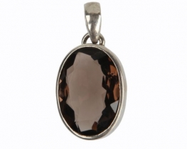 Silver Pendant SMOKY QUARTZ 22 x 28 mm