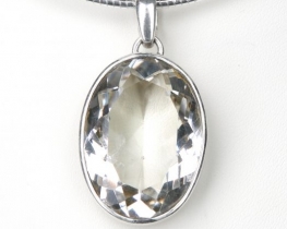 Silver Pendant faceted Rock Crystal