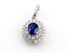 Silver Pendant LOVE BLUE MISS wit Blue Sapphire and Zircons