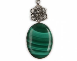 Silver Pendant MALACHITE with a FLOWER