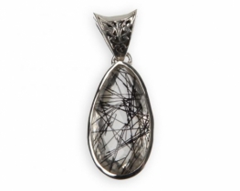 Silver Pendant Black Tourmaline Matrix