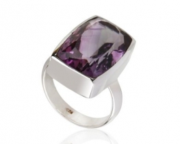 Silver Ring AMADEUS Amethyst 17 x 13 mm