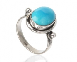 Silver Ring Turquoise Blue Bird ARIES