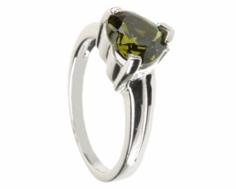 Silver Ring GREEN HEART Zirconia