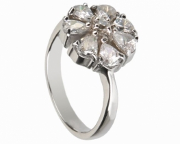 Silver Ring FLOWER Zirconia 