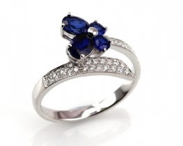 Silver Ring LOVE BLUE With Sapphire