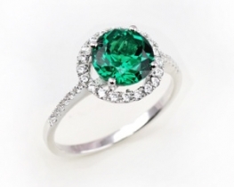 Silver Ring LOVE GREEN with Emerald