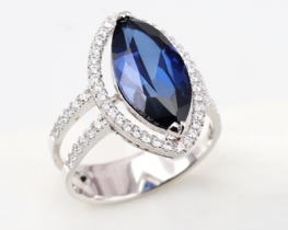 Silver Ring MARQUIS BLUE With Blue Sapphire