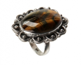 Silver Ring Tiger Eye Vintage