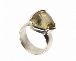 Silver Ring TRILLION - Lemon Quartz