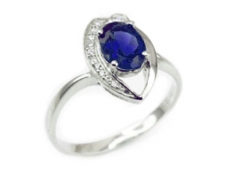 Silver Ring LOVE Smile Blue Sapphire