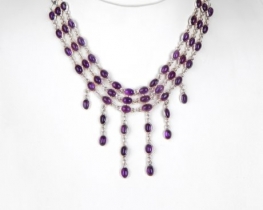 Sterling Silver Neklace DIXIE with Amethysts