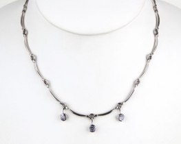 Sterling Silver necklace with three zircons Chet & Laroche