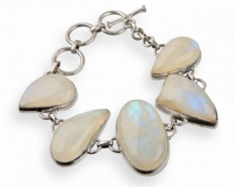 Silver Bracelet Rainbow Moonstone Kiara