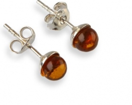 Silver Earring AMBER 8 mm