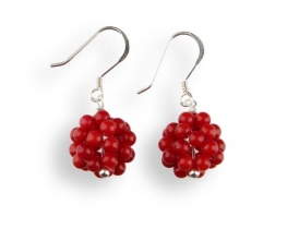 Silver Earrings Coral Balls