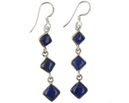 Silver Earrings Lapis Lazuli 3 SQ