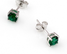 Silver Earrings LOVE SMILE with Emerald