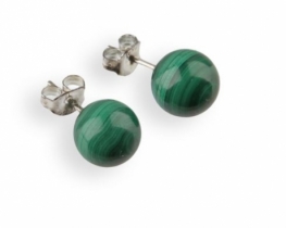 Silver Earrings Malachite 6 & 8 mm