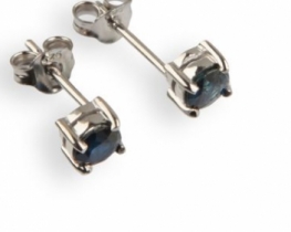 Silver Earrings Natural Blue Sapphire 5 mm