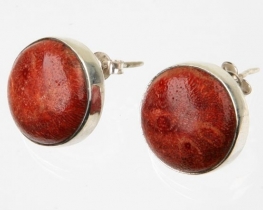 Silver Earrings with Coral - Ag