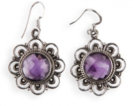 Silver Earrings Sunbeams Amethyst 