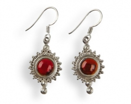 Silver Earrings SUN RAY - GARNET