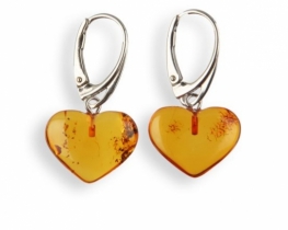 Silver Earrings Amber SWEET HEART