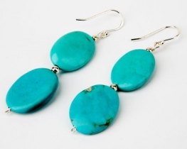 Silver Earrings Turquoise 13 x 18 mm A