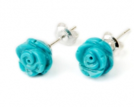 Silver Turquoise Earrings ROSE 10 mm