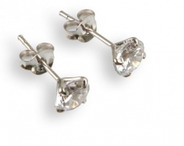 Silver Earrings VITRUS - transparent Zircon 6 mm