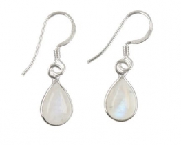 Silver Earrings Moonstone Teardrop 7 x 10 mm