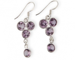 Silver Earrings VENUS - Garnet, Amethyst & Onyx