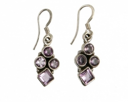 Silver Earrings SPARKLE Amethyst & Garnet