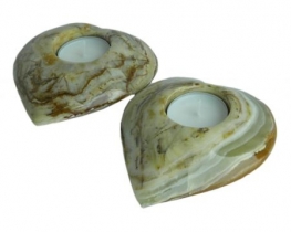 Candleholder Heart Marbled Onyx 110 x 35 mm