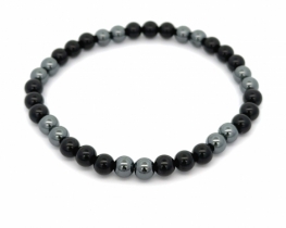 Bracelet Black Tourmaline + Hematite 