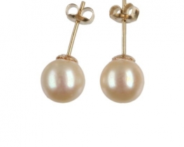 Akoya Pearl Earrings 8 mm CHAMPAGNE