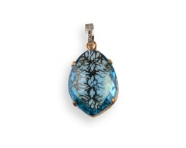 Viktorijanski obesek BLUE VELVET - MODRI TOPAZ Z DIAMANTI