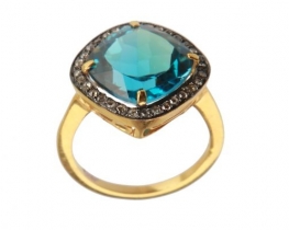 Gold Victorian Ring with Blue Topaz