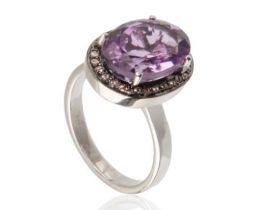 Silver Ring VIOLETA - African Amethyst & Diamonds 