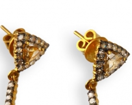 Zlati uhani rubin in diamanti - Vintage