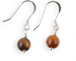 Tiger Eye Silver Earrings 6 mm