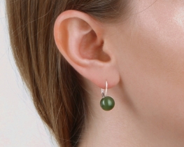 Silver Earrings Jade 10 mm Continental