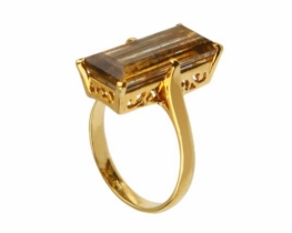 Zlat prstan AKVAMARIN 17 x 7 mm