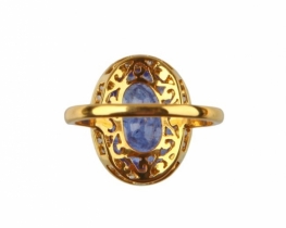 Zlat prstan TITANIC - Tanzanit z diamanti