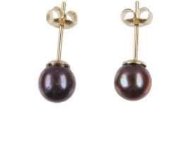 Gold Pearl Earrings - Black