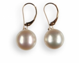 Gold Earrings with Pacific Pearls - 12 mm