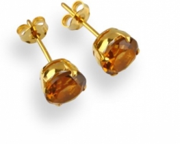Gold Earrings Cognac Citrine 8 mm